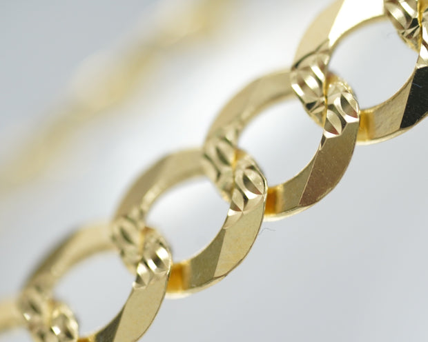 Semi Solid Curb Cuban Bracelet 8mm 14k Yellow Gold