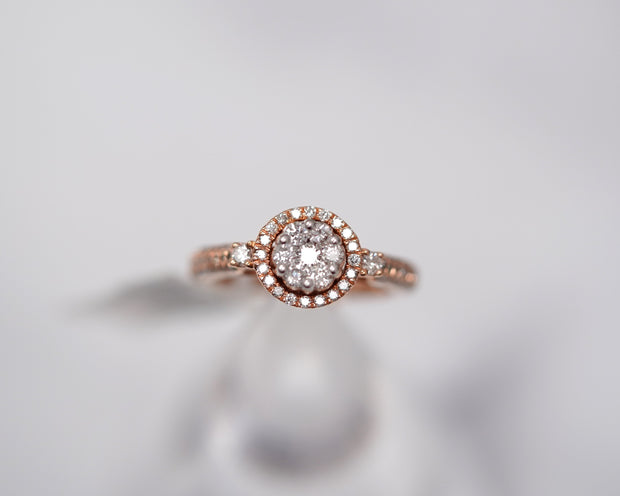 0.93Ct Diamond Engagement Ring 14K Rose Gold