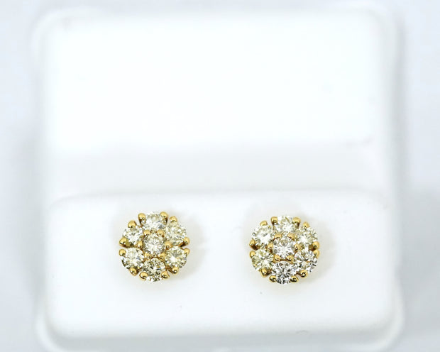 0.80Ct Flower Earring 14K Yellow Gold