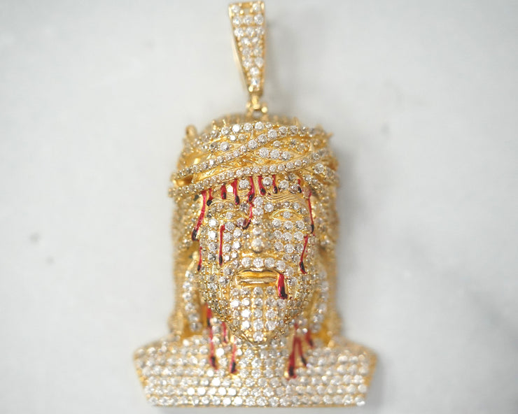 3D Jesus Piece 14K Yellow Gold