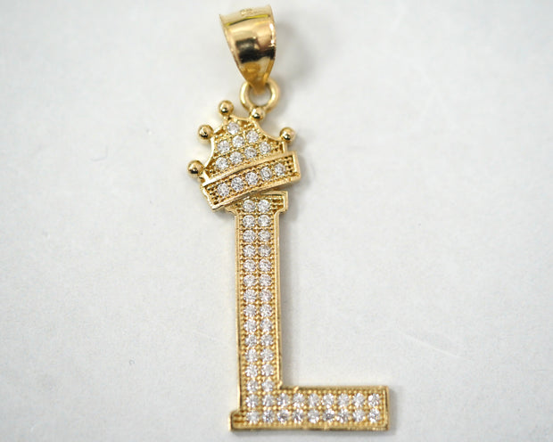 Letter L CZ Pendant 14K Yellow Gold