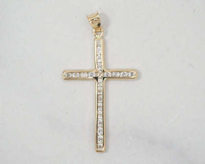 CZ Cross 14k Yellow Gold