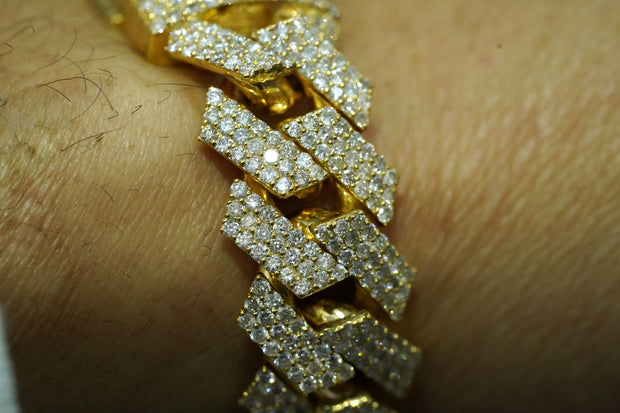 Diamond MIami Cuban Bracelet 14K Yellow Gold