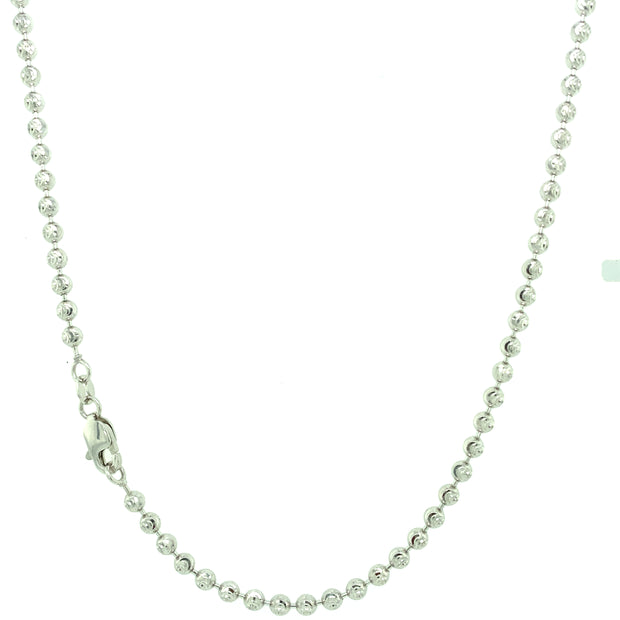 White Gold Moon Cut Chain 3mm 14K