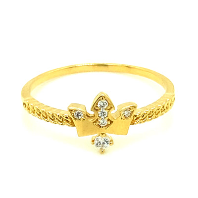 Solid Gold Crown Ring 14K