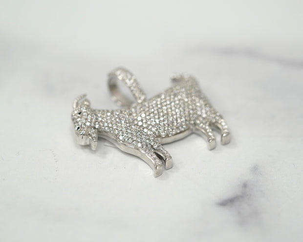 4.75 CT Round Diamond Goat With Outline 1.5 in 14k White Gold