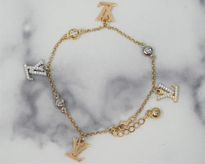 Lv Charm Bracelet 14K Yellow Gold