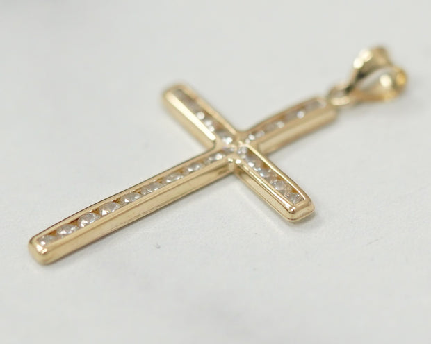 CZ Cross 14k Yellow Gold