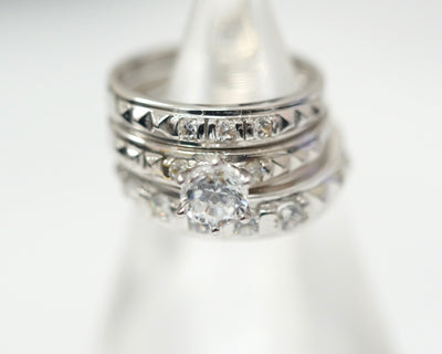 CZ Wedding TRio 14K White Gold