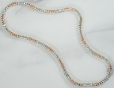 Baguette Tennis Chain 14K Rosé/White Gold