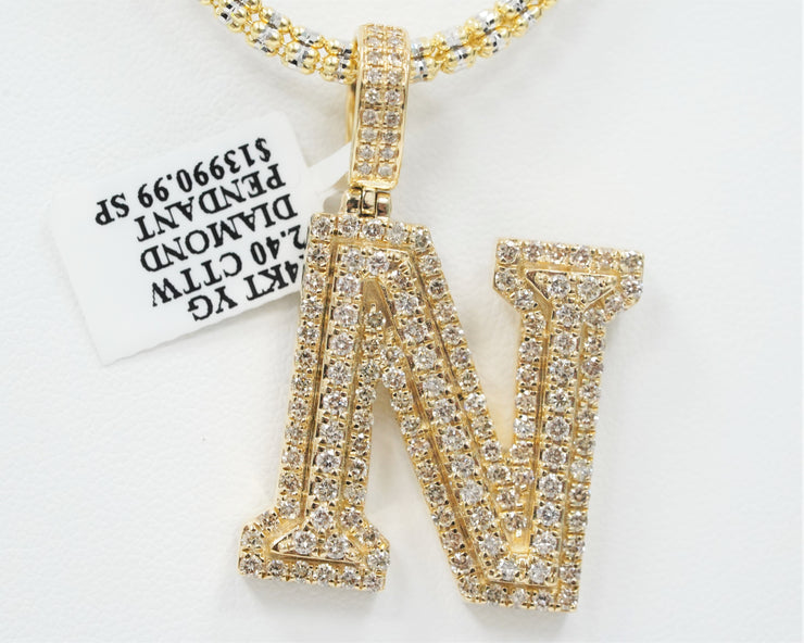 2.00 Ct Diamond Letter N 14K Yellow Gold