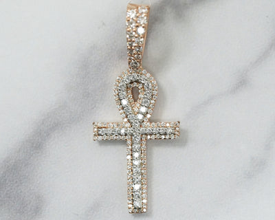 1.26 Ct Round Diamond Cross 14K Rose/Gold