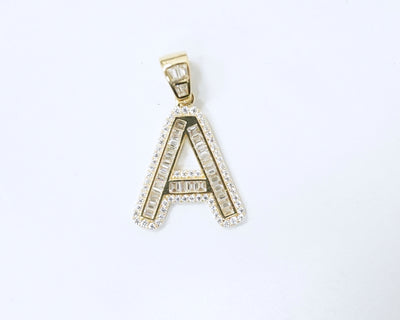 Letter A CZ 14K Yellow gold