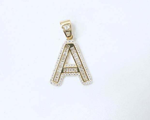 Letter A CZ 14K Yellow gold