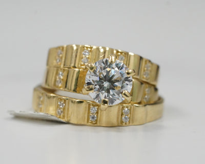 Ripple Cz 14K Yellow Gold