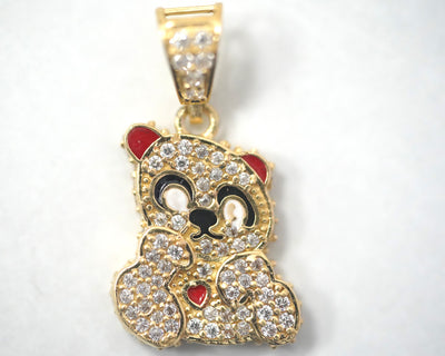 Enamel Teddy Bear 14K Gold Charm