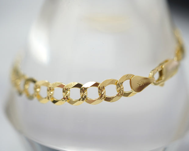 Semi Solid Curb Cuban Bracelet 8mm 14k Yellow Gold