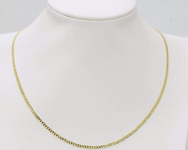 Semi Solid Curb Cuban Chain 14K Yellow Gold