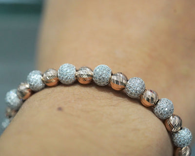 Bead Bracelet 14K Rose/White Gold