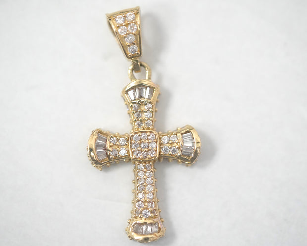 Cz Cross 14K Yellow Gold