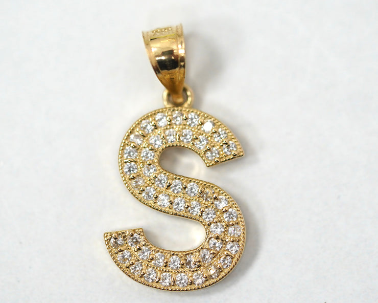 Letter S Pendant 14K Yellow Gold