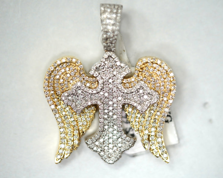 1.48 Ct Diamond Winged Cross 14K Yellow/White Gold