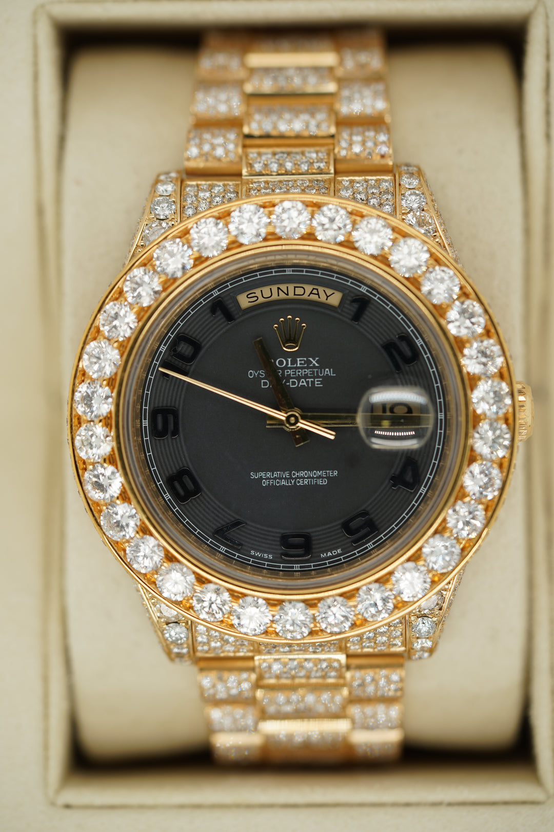 Pre Owned Rolex Day Date Presidential Iced Out 30 Point Diamonds B Melvin H Joyeria