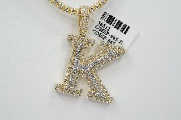 2.17 Ct Diamond Letter K 14K Yellow Gold