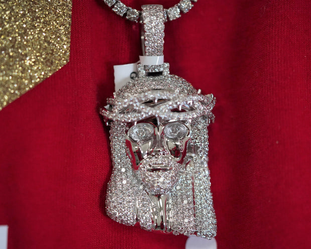 3.93 Ct Jesus Head 14K White Gold