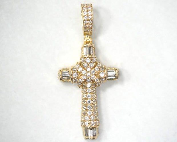 CZ Cross 14K Yellow Gold