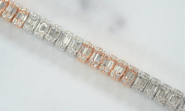 Baguette Tennis Chain 14K Rosé/White Gold