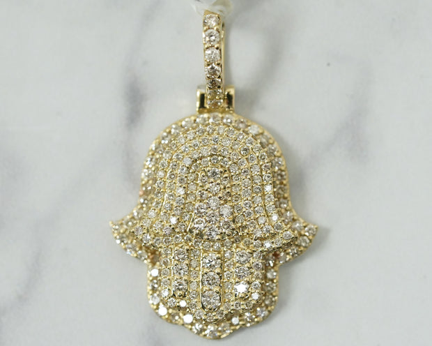 2.35 Ct Diamond Hamsa 14K Yellow Gold