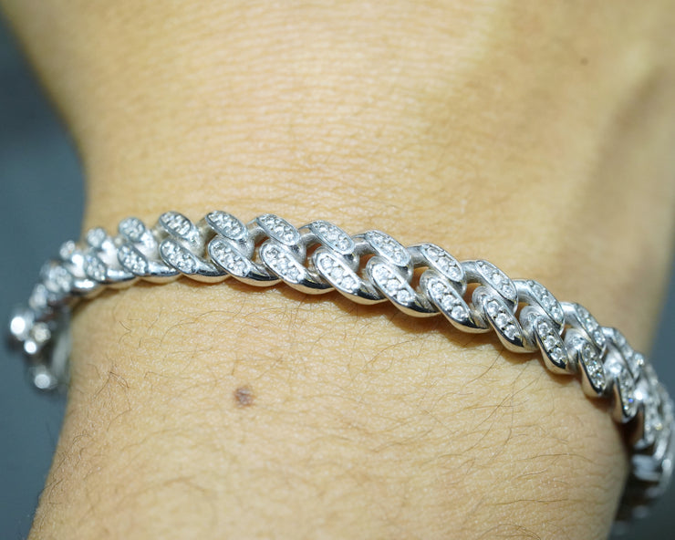 Cuban Bangle 14K White Gold