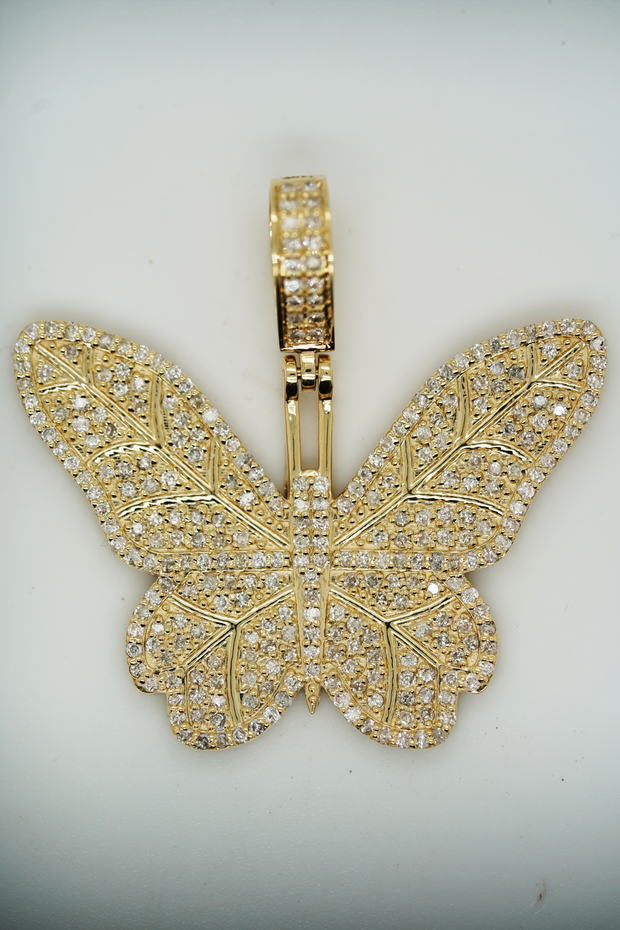 Yellow Gold DIamond Butterly Charm Pendant