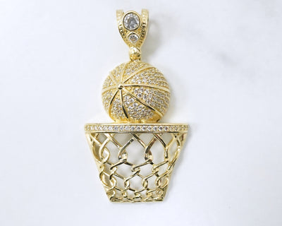 BasketBall Hoop 14K Yellow Gold