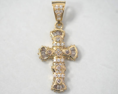 CZ Cross 14K Yellow Gold