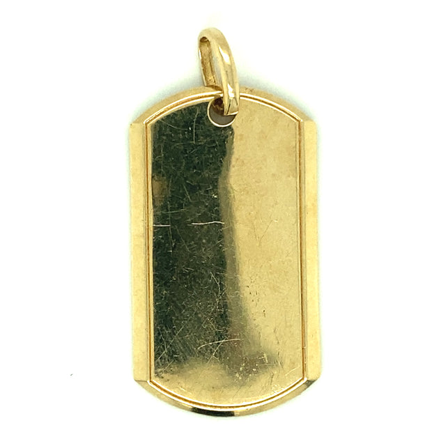 Dog Tag Pendant 14K Yellow Gold