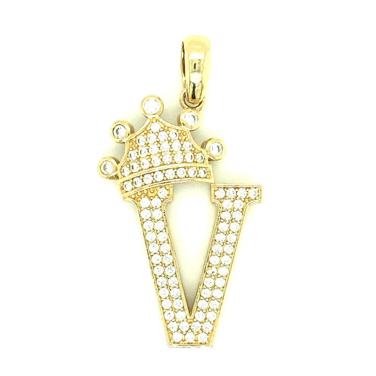 Letter V 14K Yellow Gold