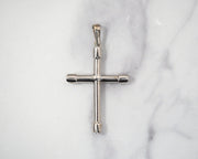 Cross Slopped 1.5in 14k White Gold