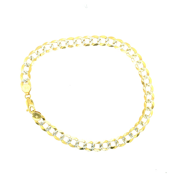 Two Tone Curb Cuban Anklet 14K