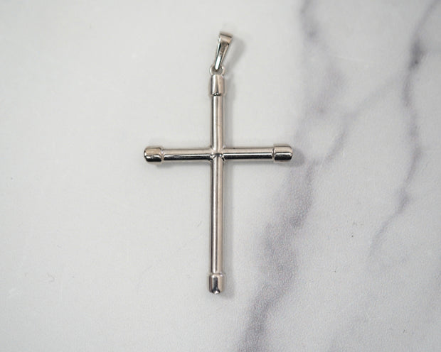 Cross Slopped 2in 14k White Gold